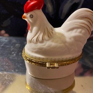 Ceramic Chicken Trinket Box